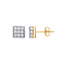 9ct Gold CZ Cube Stud Earrings