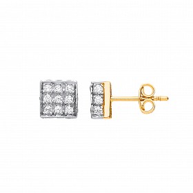9ct Gold CZ Cube Stud Earrings