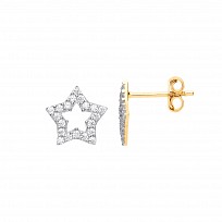 9ct Gold CZ Star Stud Earrings