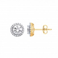 9ct Gold CZ Round Stud Earrings