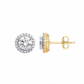 9ct Gold CZ Round Stud Earrings