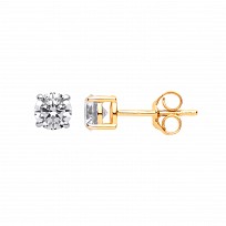 9ct Gold 6ml Round Single Stone, 4 Claw Stud Earrings