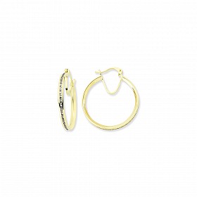 9ct Gold CZ Hoop Earrings 22mm