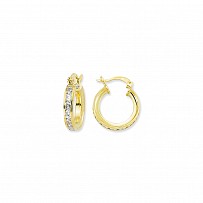 9ct Yellow Gold Hoops w/Channel Set CZ