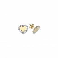 9ct Gold CZ Heart Stud Earrings