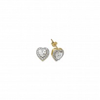 9ct Gold CZ Heart Stud Earrings