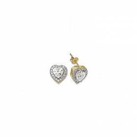 9ct Gold CZ Heart Stud Earrings