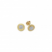 9ct Gold CZ Diamond Cut Stud Earrings