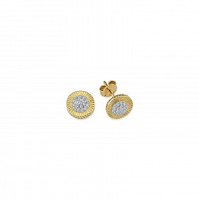 9ct Gold CZ Diamond Cut Stud Earrings
