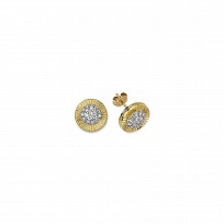 9ct Gold CZ Diamond Cut Stud Earrings