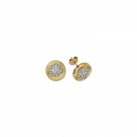 9ct Gold CZ Diamond Cut Stud Earrings