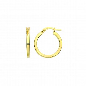 9ct Gold 15mm Square Tube Hoop Earrings
