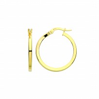 9ct Gold 18mm Square Tube Hoop Earrings