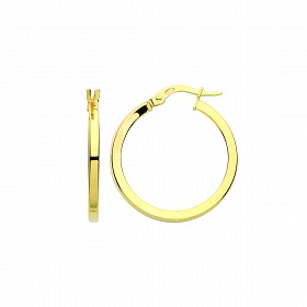 9ct Gold 18mm Square Tube Hoop Earrings