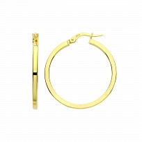 9ct Gold 25mm Square Tube Hoop Earrings