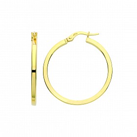 9ct Gold 25mm Square Tube Hoop Earrings