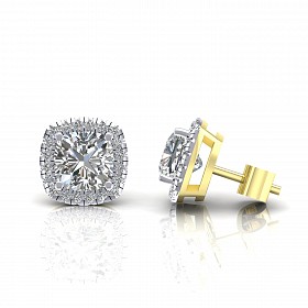 9CT Y/G CZ Clawset Studs With Stone Centre