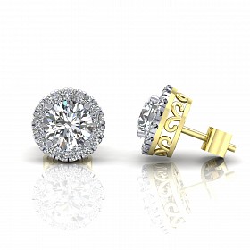 9CT Y/G CZ Clawset Studs With  Stone Centre