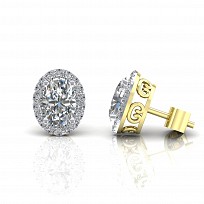 9CT CZ Oval Cut Stud Earrings