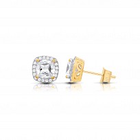 9CT CZ  Princess Cut Stud Earrings