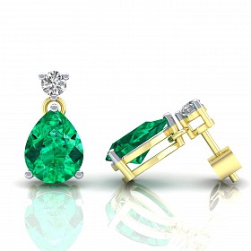 9CT Gold Y/G CZ Emerald Pear Drop Earrings