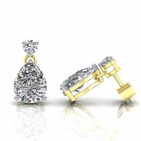 9ct Gold Y/G CZ Pear Drop Earrings