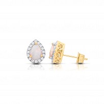 9CT CZ Opal Earrings