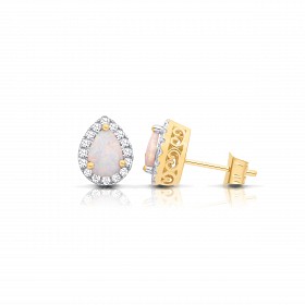 9CT CZ Opal Earrings