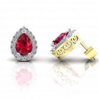 9CT CZ Ruby Earrings