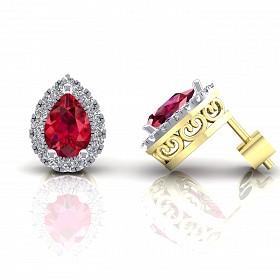 9CT CZ Ruby Earrings