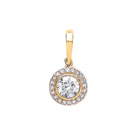 9ct Yellow Gold CZ Round Pendant
