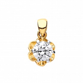 9ct Gold CZ Flower Pendant