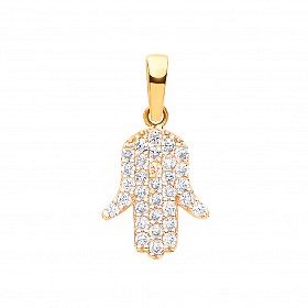 9ct Gold CZ Hamsa Pendant