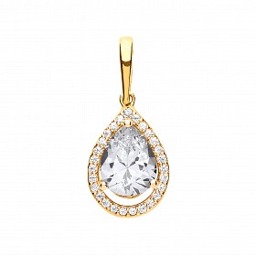 9ct Gold CZ Fancy Tear Drop Pendant