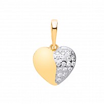 9ct Gold CZ & Polished Heart Pendant