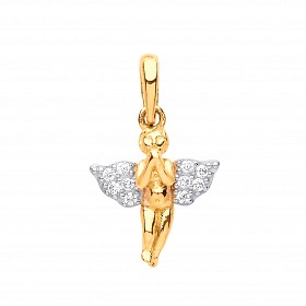 9ct Gold CZ Angel Pendant