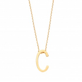 9ct Gold Initial 'M' Pendant & Gold Chain