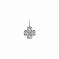 9ct Gold CZ Heart Clover Pendant