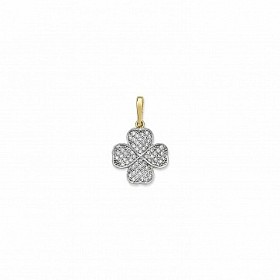 9ct Gold CZ Heart Clover Pendant