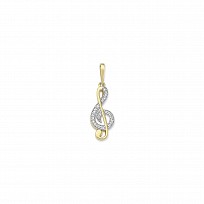 9ct Gold CZ Music Note Pendant