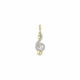 9ct Gold CZ Music Note Pendant