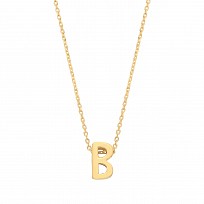 9ct Gold Plain Initial 'E' Pendant With Fine 17