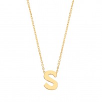 9ct Gold Plain Initial 'S' Pendant With Fine 17