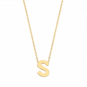 9ct Gold Plain Initial 'S' Pendant With Fine 17