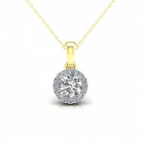 9CT Y/G CZ Cluster Pendant With A Round White  Centre