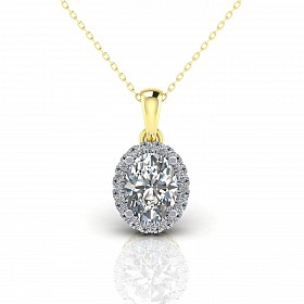 9ct Y/G CZ Cluster Pendant With A Oval Stone Centre