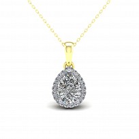9CT Y/G CZ Cluster Pendant With A Pear Shape Centre