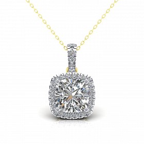 9CT Y/G CZ Cluster Pendant With A Round White  Centre