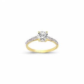9ct Gold CZ Single Stone Dress Ring