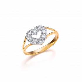 9ct Yellow Gold Open Heart w/CZ Kids Ring